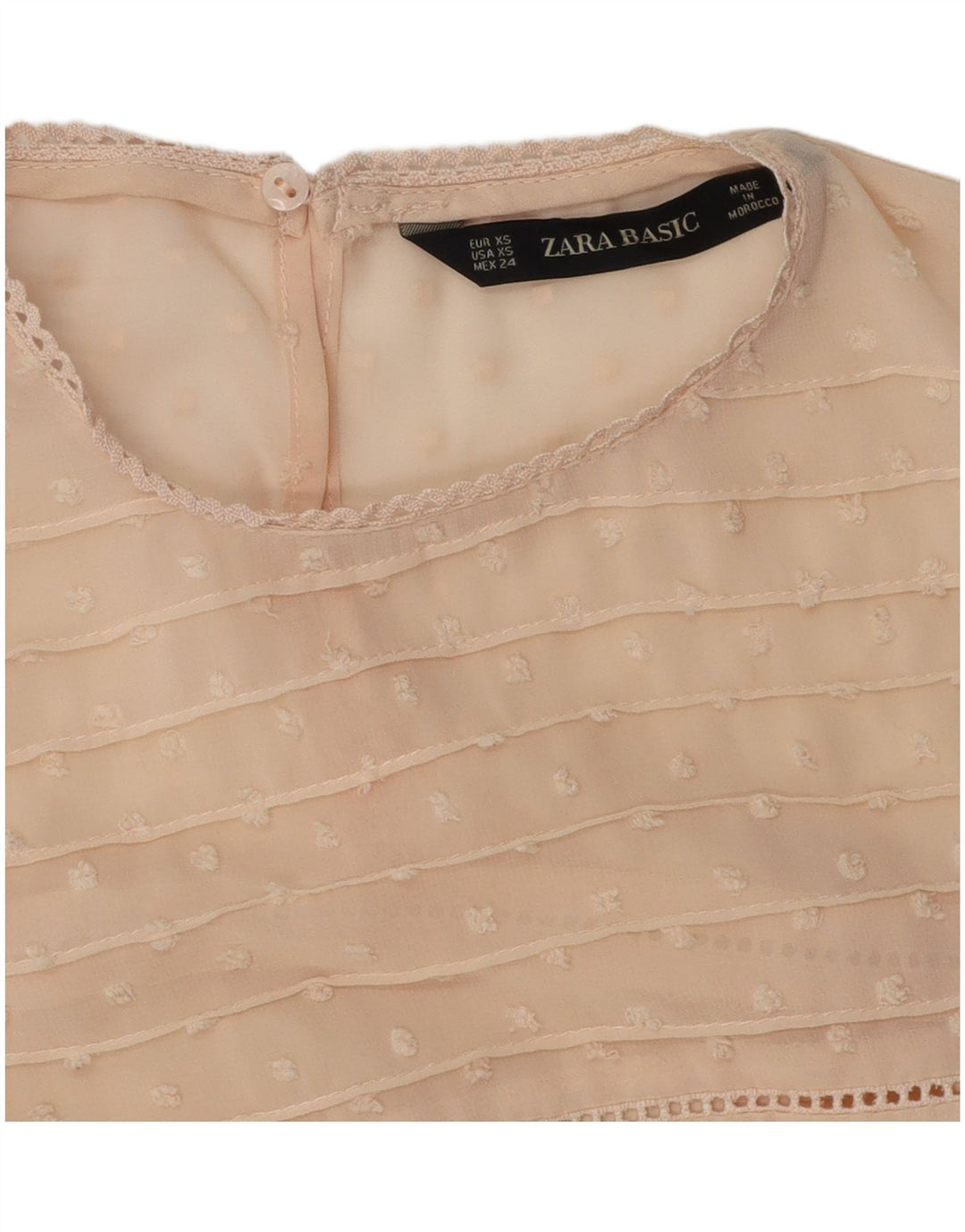 ZARA Camicetta Senza Maniche Trasparente Oversize da Donna UK 6 XS Beige