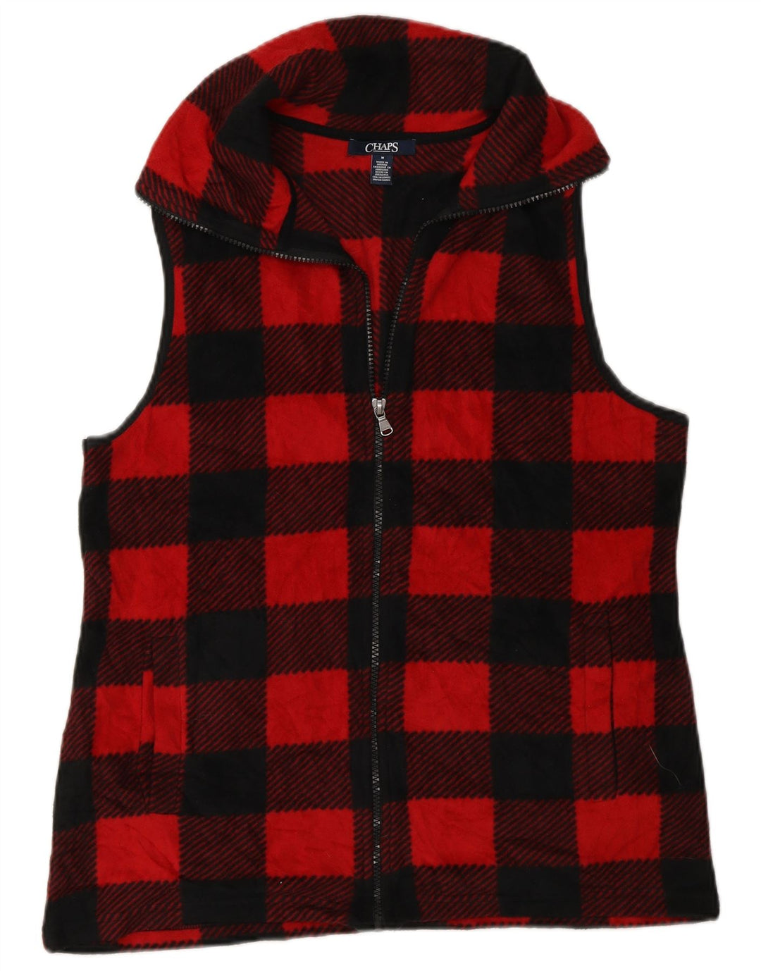 Gilet in pile da donna Chaps UK 14 poliestere a quadretti rosso medio