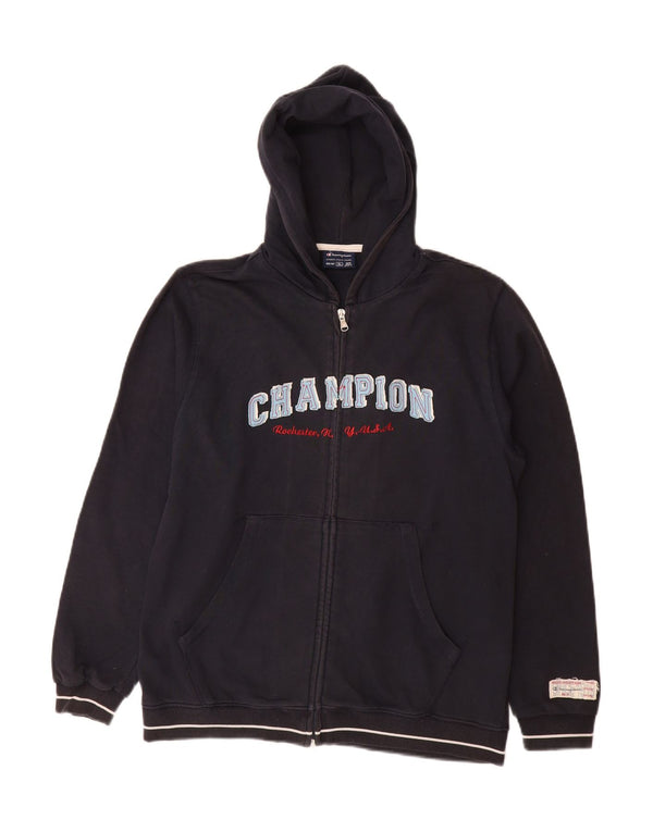 Felpa con cappuccio e zip grafica CHAMPION per ragazzi 13-14 anni XL in cotone blu navy