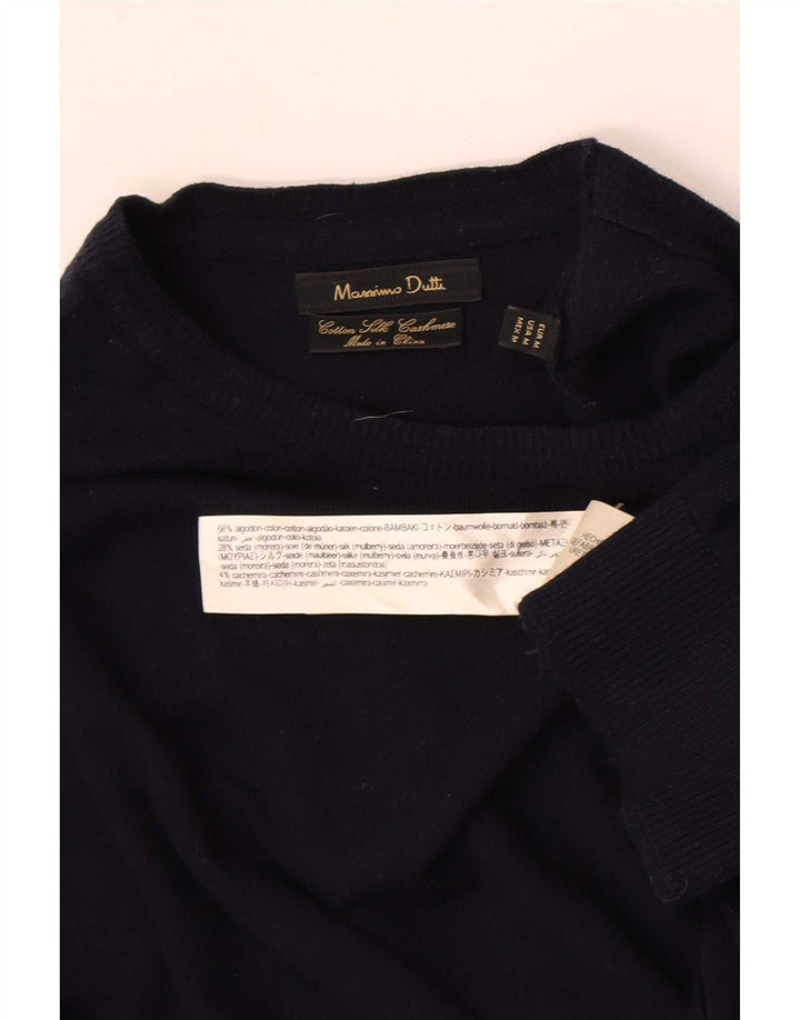 Maglione maglione girocollo da uomo Massimo Dutti in cotone blu navy medio