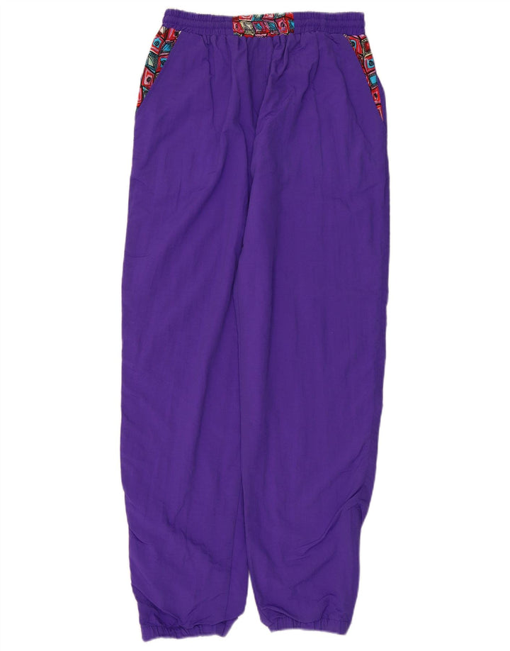 Pantaloni da tuta da donna VINTAGE Joggers UK 14 Medium Purple geometrico