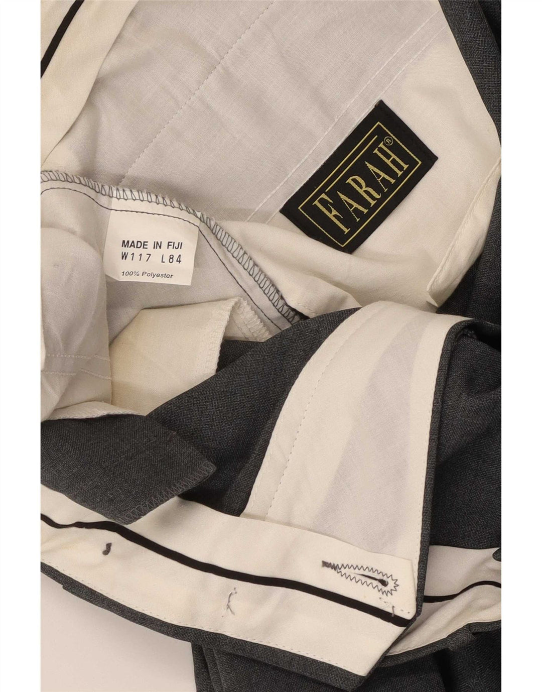 Pantaloni da abito da uomo Farah W40 L26 Poliestere grigio