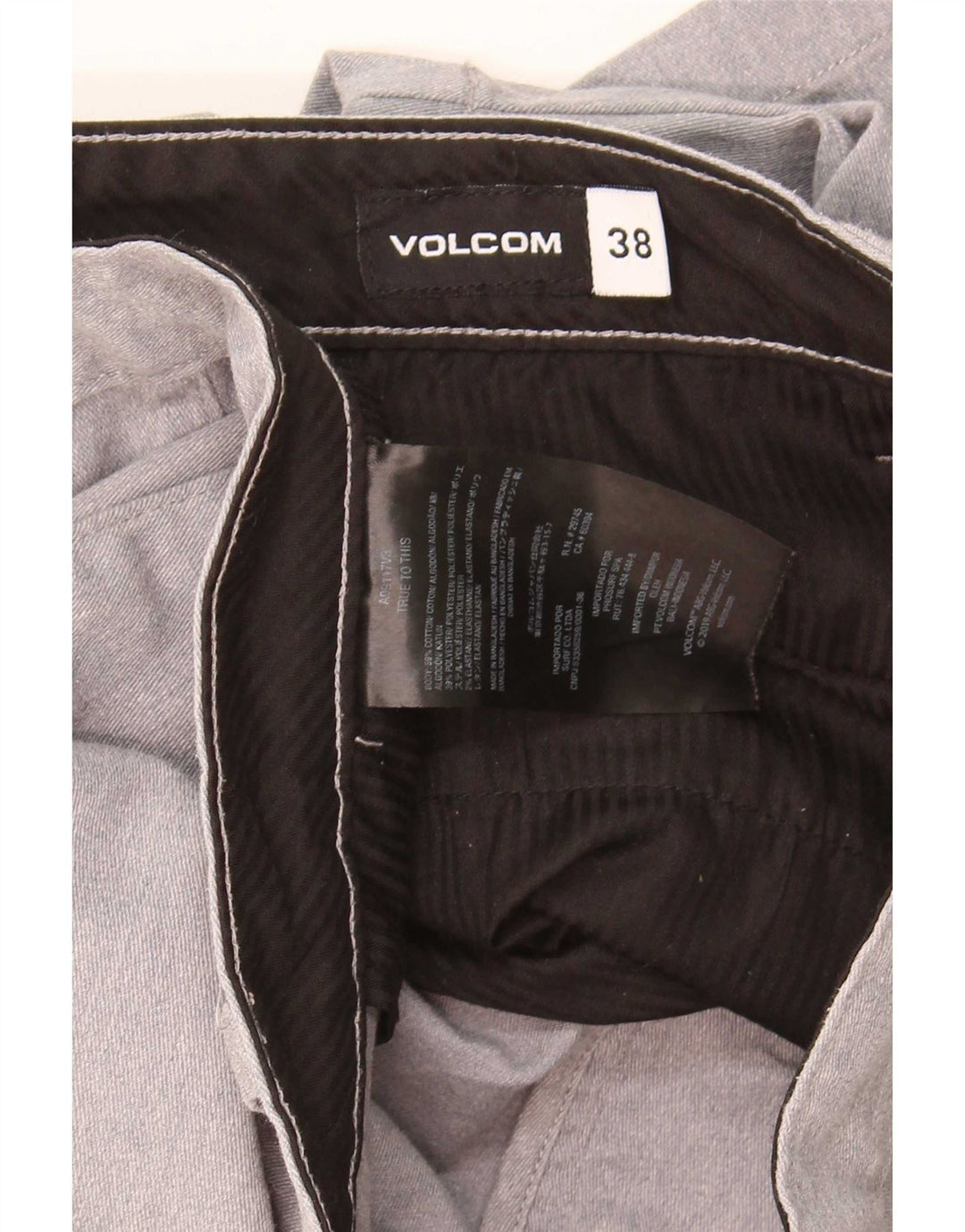 Pantaloncini chino da uomo Volcom W38 XL in cotone grigio