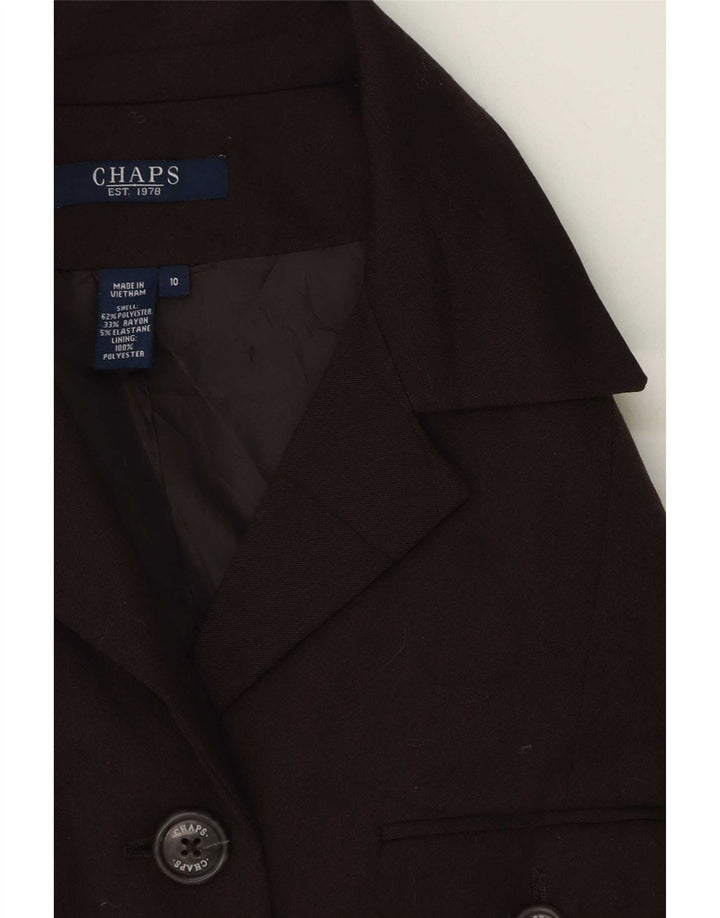 Giacca blazer a 5 bottoni da donna Chaps US 10 grande poliestere marrone