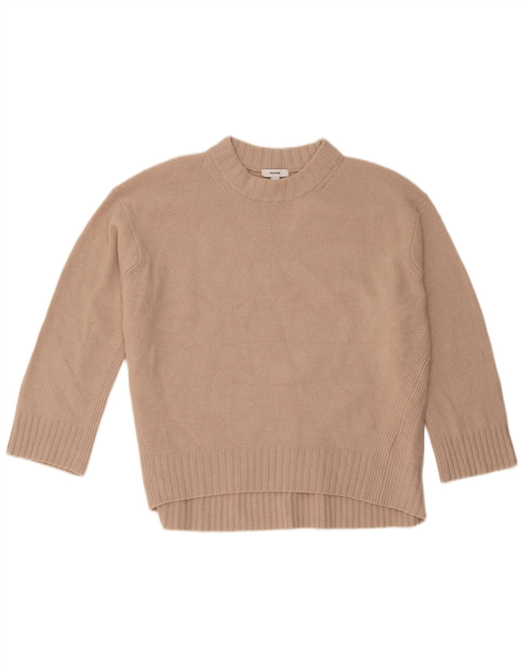 Maglione maglione girocollo oversize da donna Reiss UK 10 piccolo in lana beige