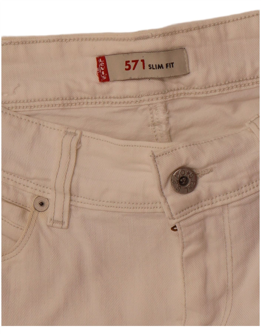 Levi's Uomo 571 Jeans Slim W30 L33 Bianco Sporco
