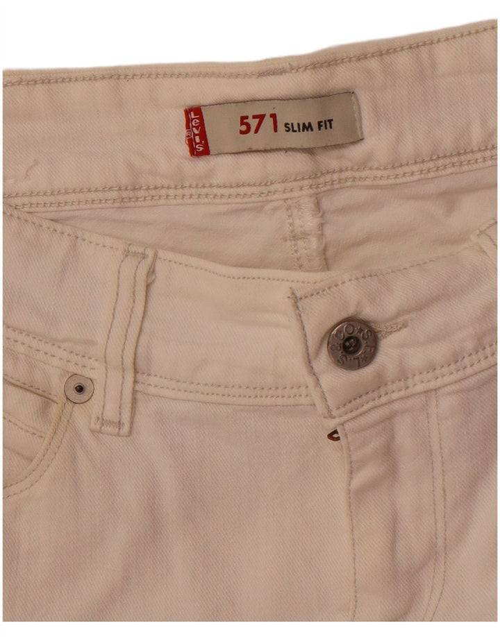 Levi's Uomo 571 Jeans Slim W30 L33 Bianco Sporco