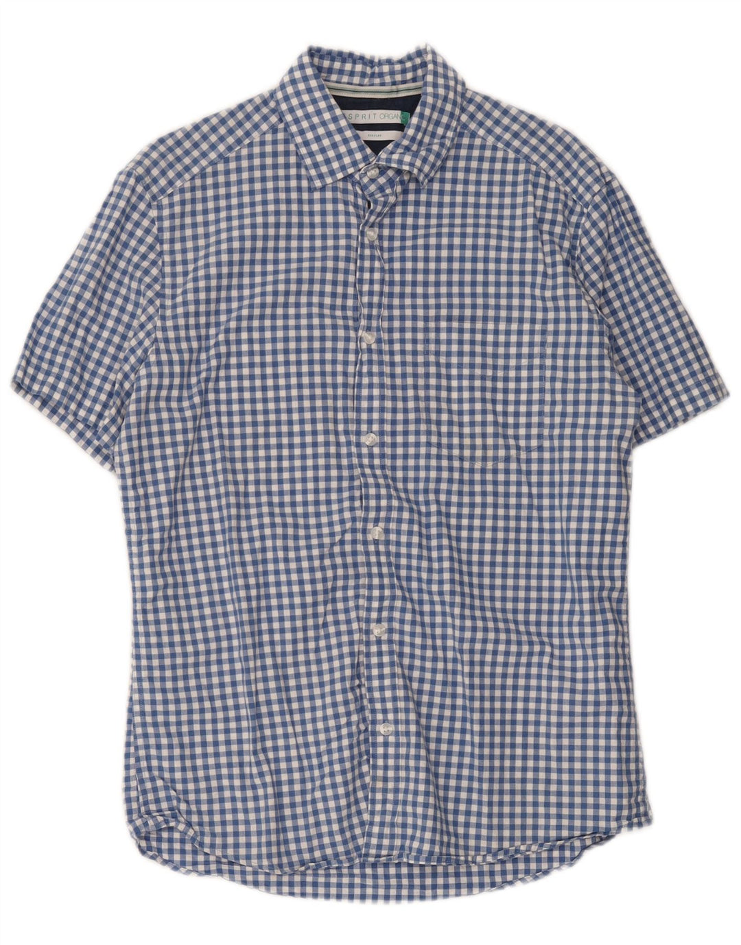 Camicia da uomo a maniche corte, vestibilità regolare, Esprit, in cotone a quadretti blu medio