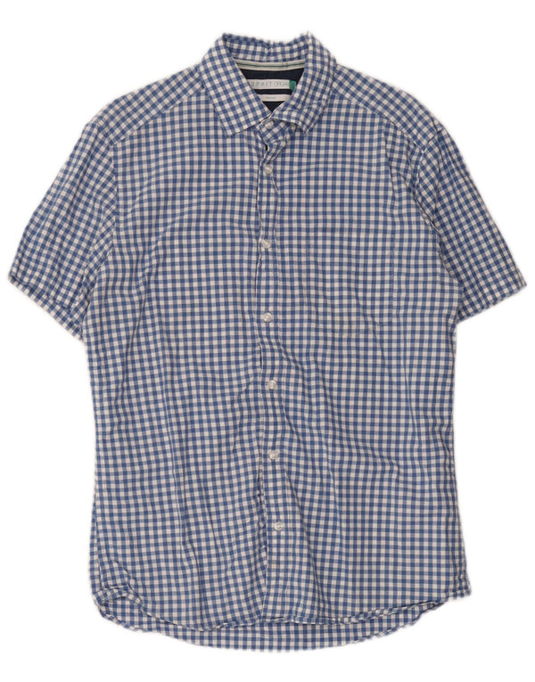 Camicia da uomo a maniche corte, vestibilità regolare, Esprit, in cotone a quadretti blu medio