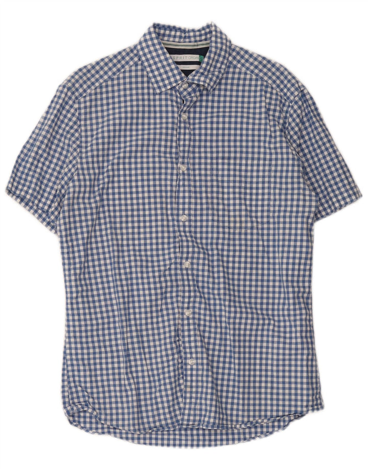 Camicia da uomo a maniche corte, vestibilità regolare, Esprit, in cotone a quadretti blu medio