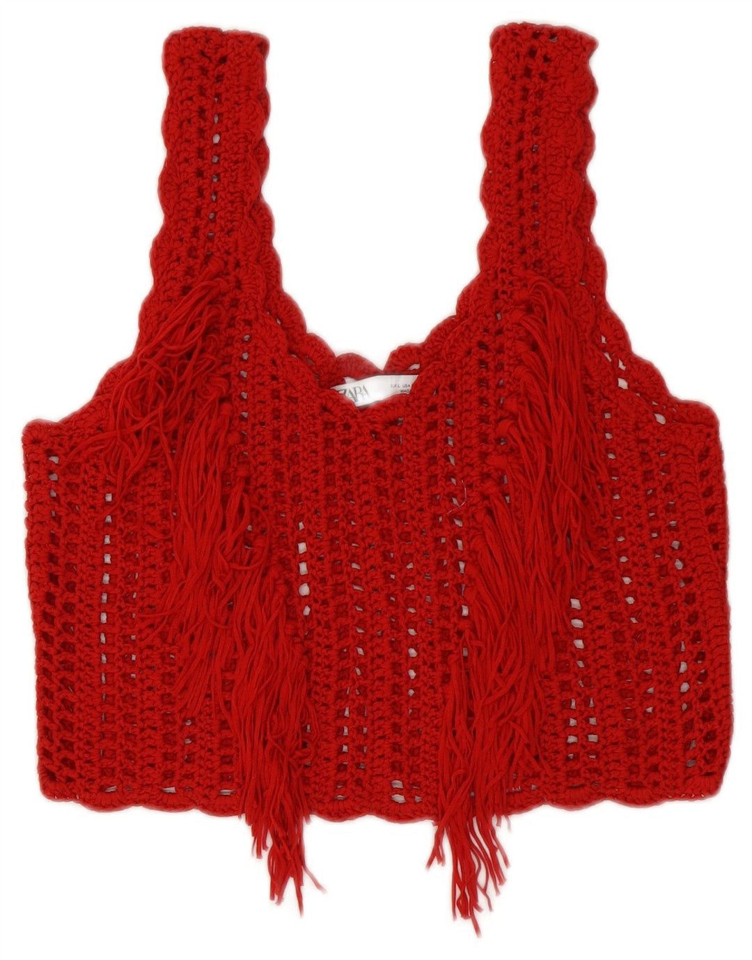 Top corto all'uncinetto da donna Zara UK 14 grande rosso