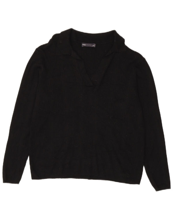 Maglione maglione collo alto da donna Marks & Spencer UK 18 XL viscosa nera