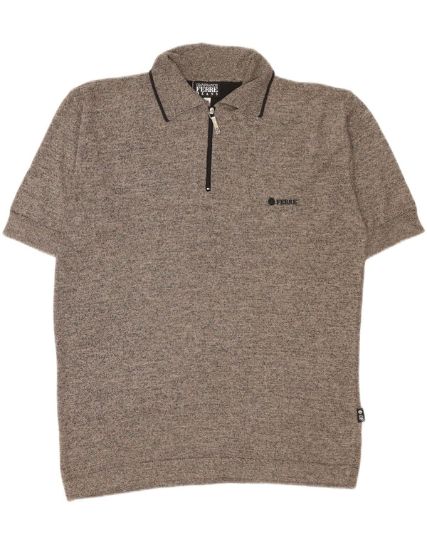 Maglione maglione collo alto da uomo Gianfranco Ferre grigio medio screziato
