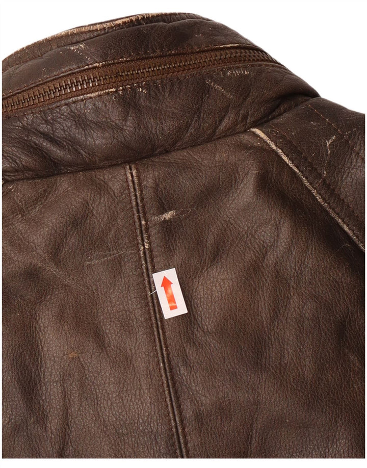Giacca in pelle da uomo Harajuku Mother UK 40 grande in pelle marrone