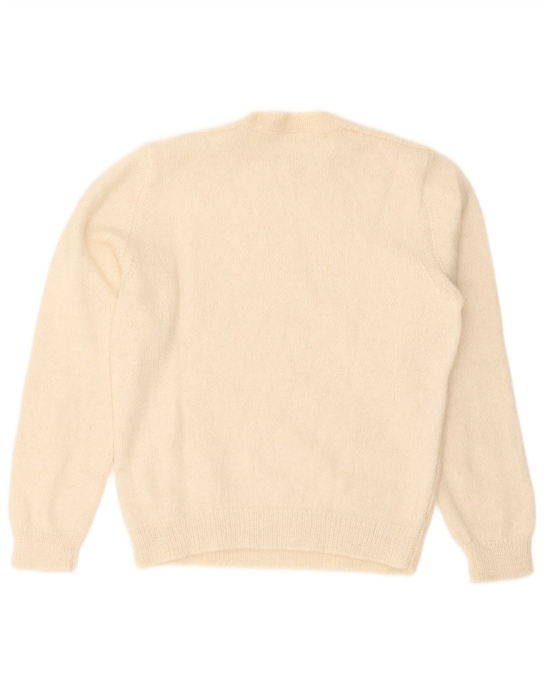 Maglione maglione girocollo da donna vintage UK 14 medio bianco sporco