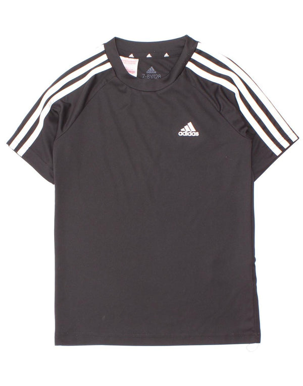 Adidas Boys Aeroready T-Shirt Top 7-8 Years Black Polyester
