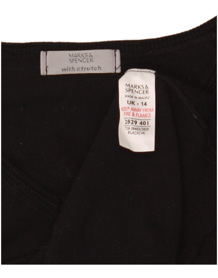 Maglione corto con scollo a V da donna Marks & Spencer UK 14 medio nero