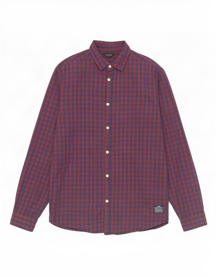 Camicia da uomo Jack & Jones in cotone a quadretti rosso medio