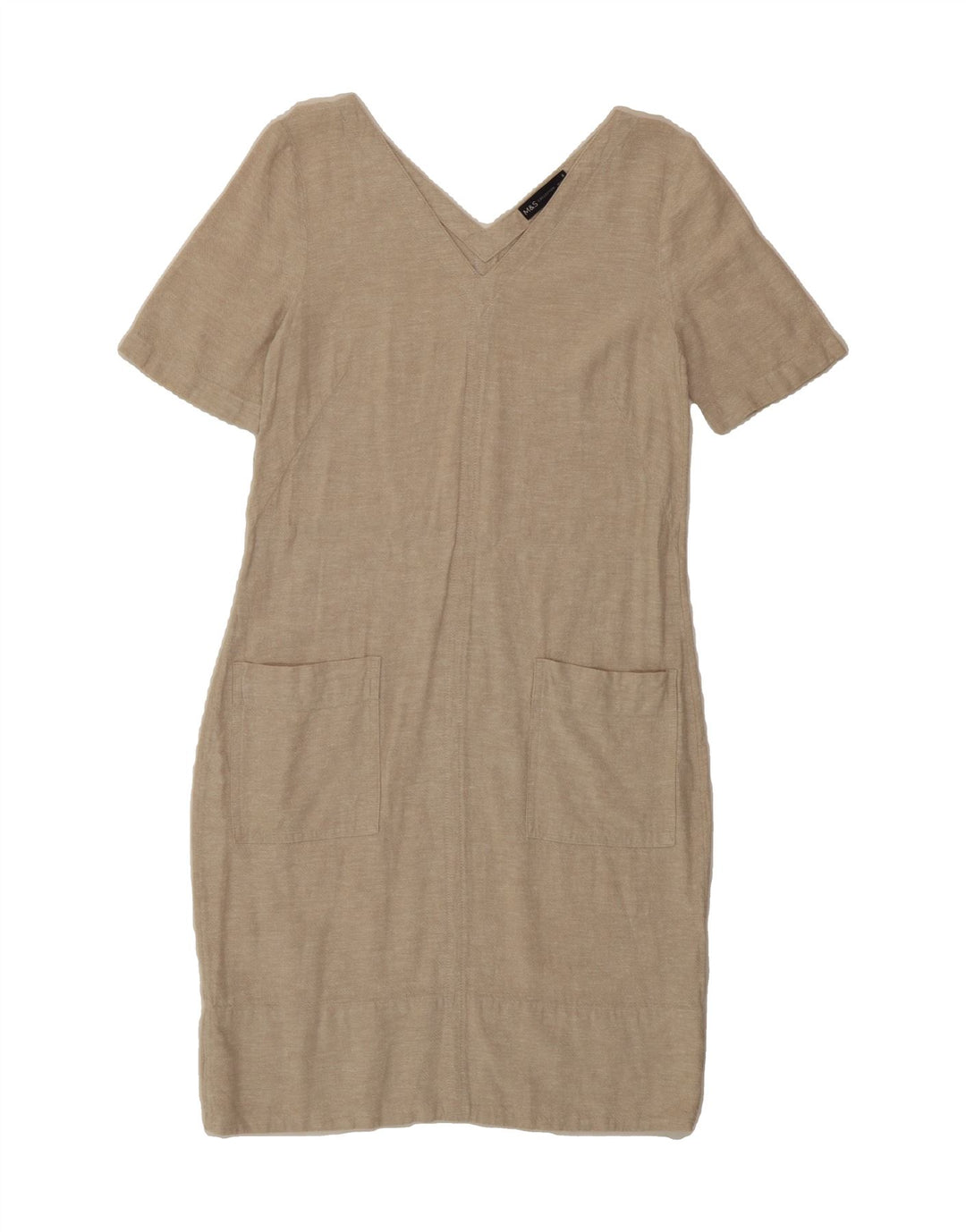 MARKS & SPENCER Womens Sheath Dress US 8 Medium Beige Linen Vintage Marks & Spencer and Second-Hand Marks & Spencer from Messina Hembry 
