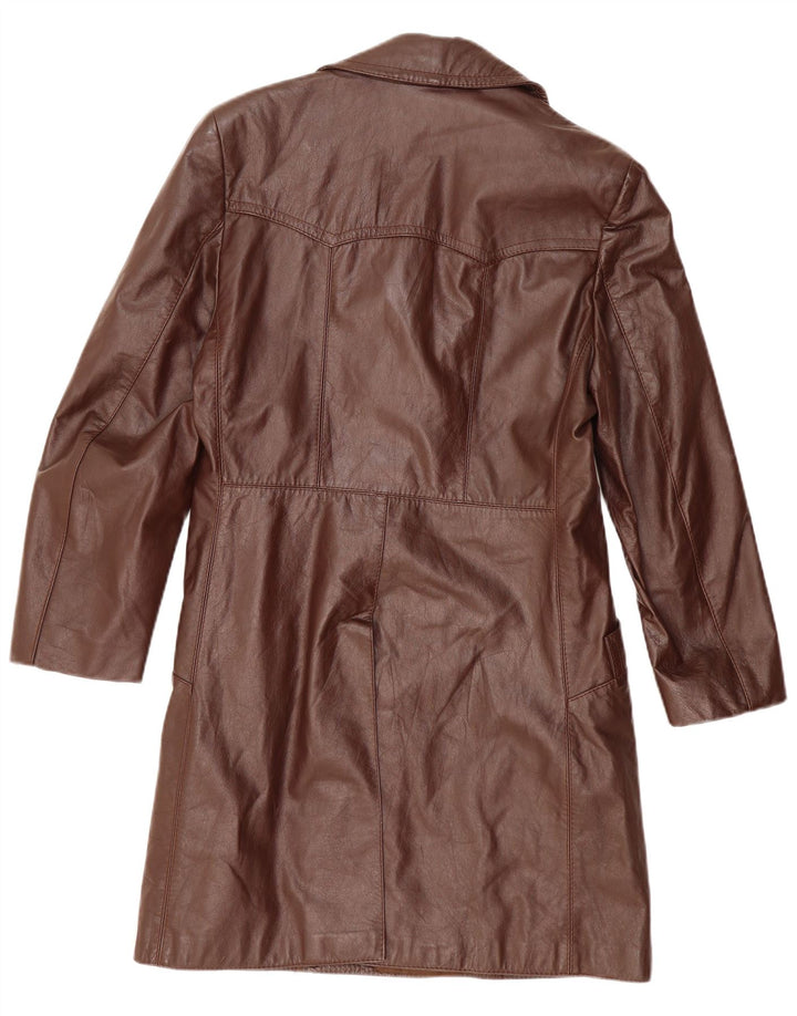 Cappotto in pelle vintage da uomo UK 36 piccolo marrone