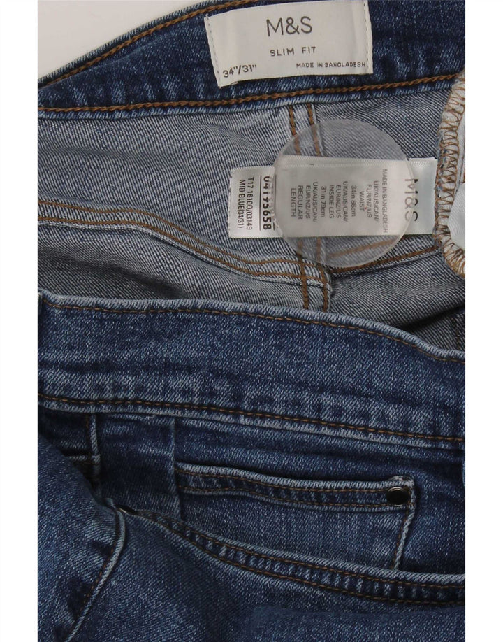 Jeans slim da uomo Marks & Spencer W34 L31 cotone blu