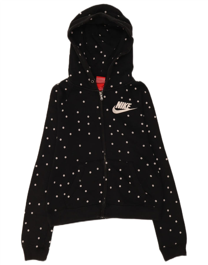 Felpa con cappuccio e zip da donna Nike UK 10 piccolo cotone a pois neri