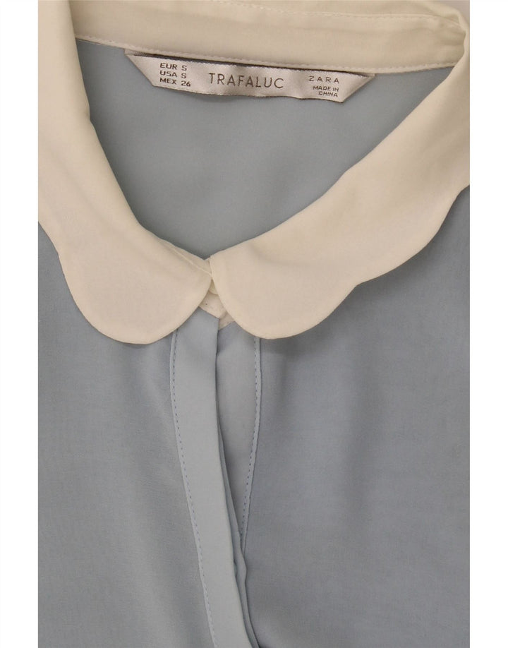 Camicia Zara da donna camicetta UK 10 Small Blue Colourblock