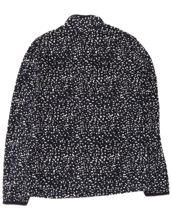 Marks & Spencer Womens Fleece Jacket UK 12 Medium Navy Blue Spotted