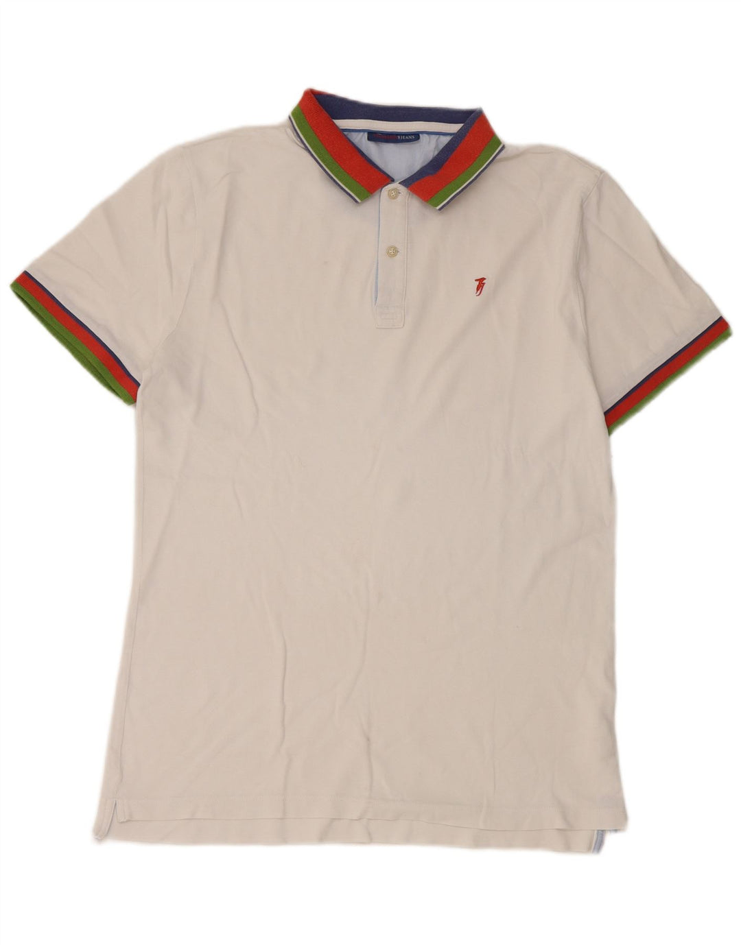 Polo Uomo Trussardi Jeans Small Bianca Colourblock