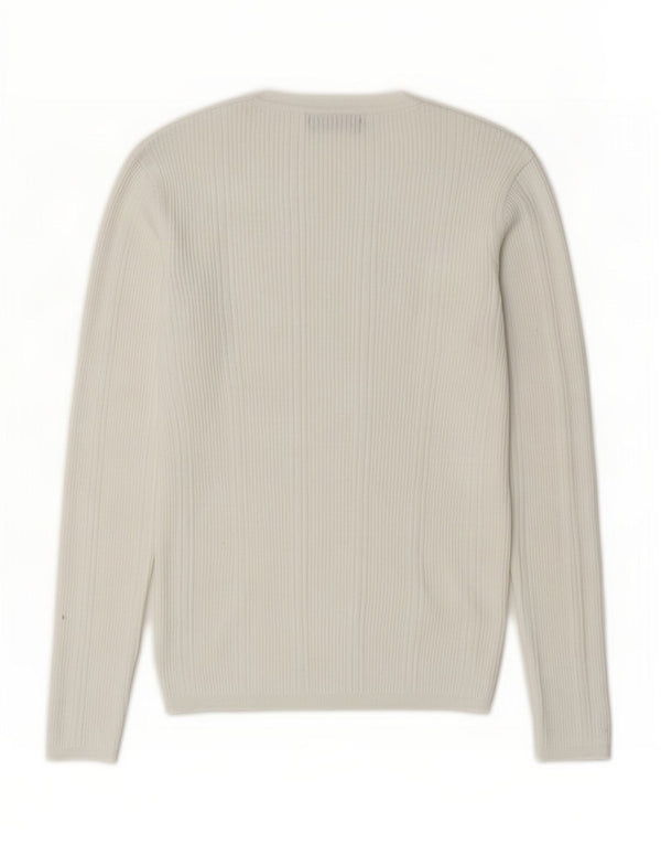 Maglione da donna con scollo a V Marks & Spencer UK 10 piccolo in viscosa bianca