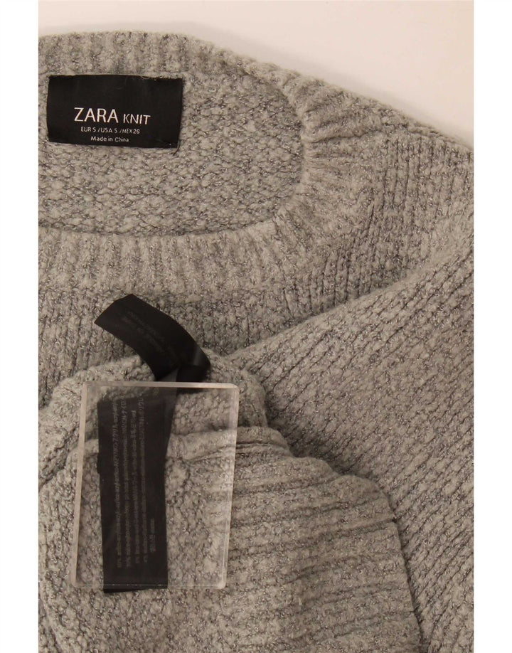 Maglione girocollo oversize da donna Zara UK 10 piccolo grigio screziato
