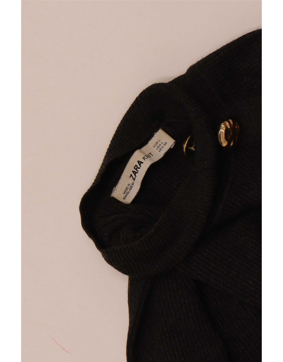 Maglione corto da donna con collo corto e bottoni Zara UK 14 grande grigio