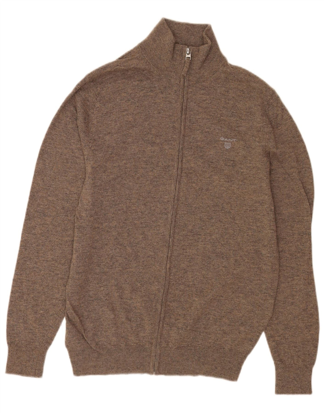 GANT Maglione cardigan da uomo in lana screziata marrone medio