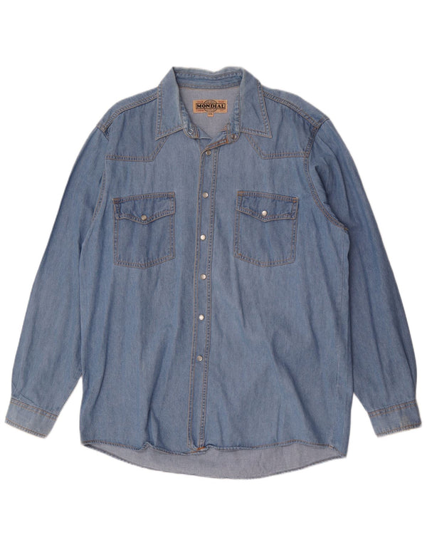 Camicia Mondial Uomo in Denim 2XL Cotone Blu
