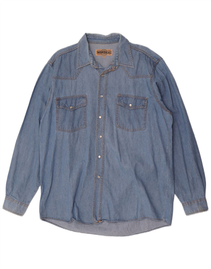 Camicia Mondial Uomo in Denim 2XL Cotone Blu