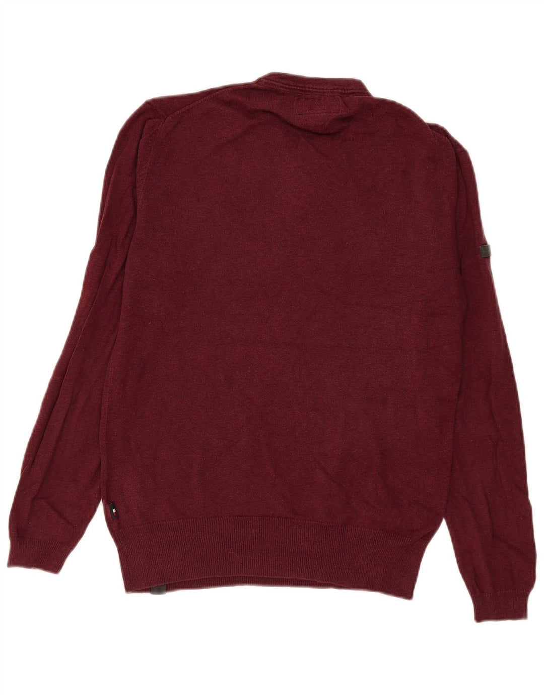 Maglione da uomo con collo a bottoni Superdry piccolo in cotone bordeaux