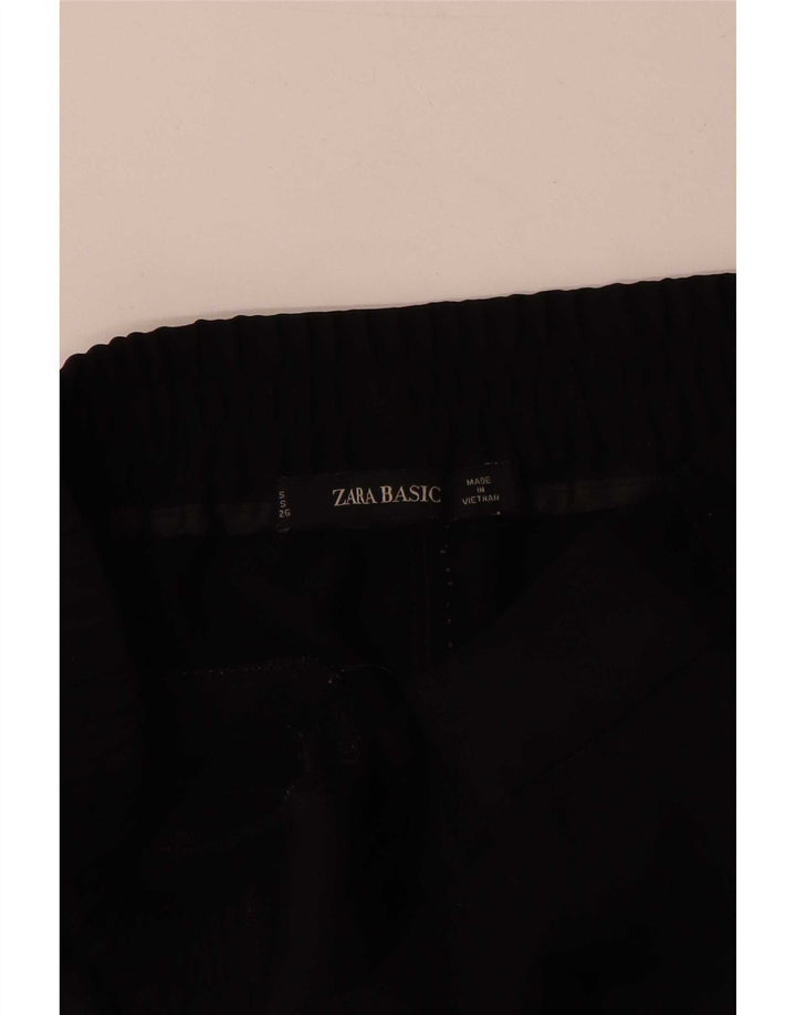 Pantaloni Zara da donna a gamba larga piccoli W26 L30 poliestere color block nero