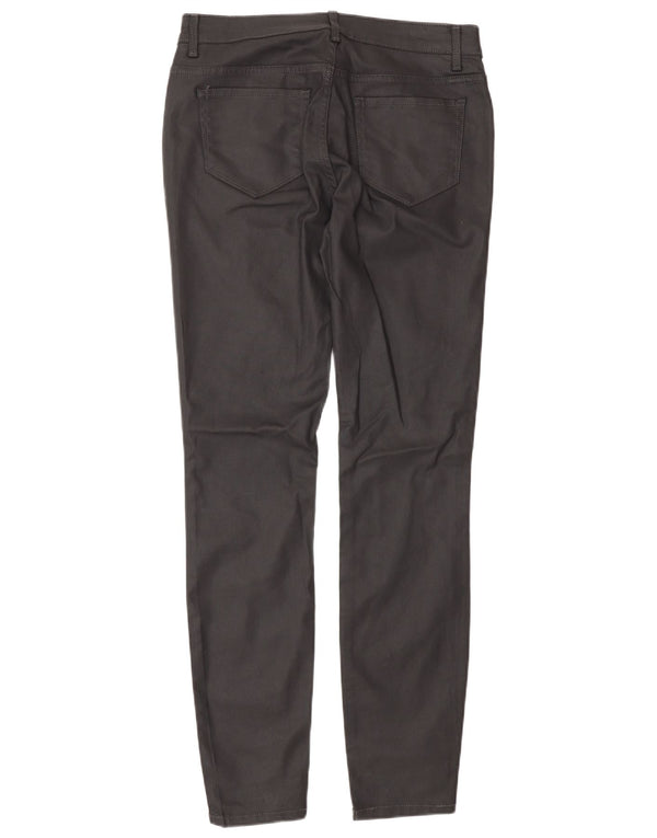 Zara Womens Waxed Slim Fit Casual Trousers EU 40 Medium W30 L30 Black