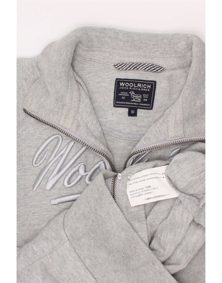 Giacca da ginnastica grafica per ragazzi Woolrich 9-10 anni in cotone grigio screziato