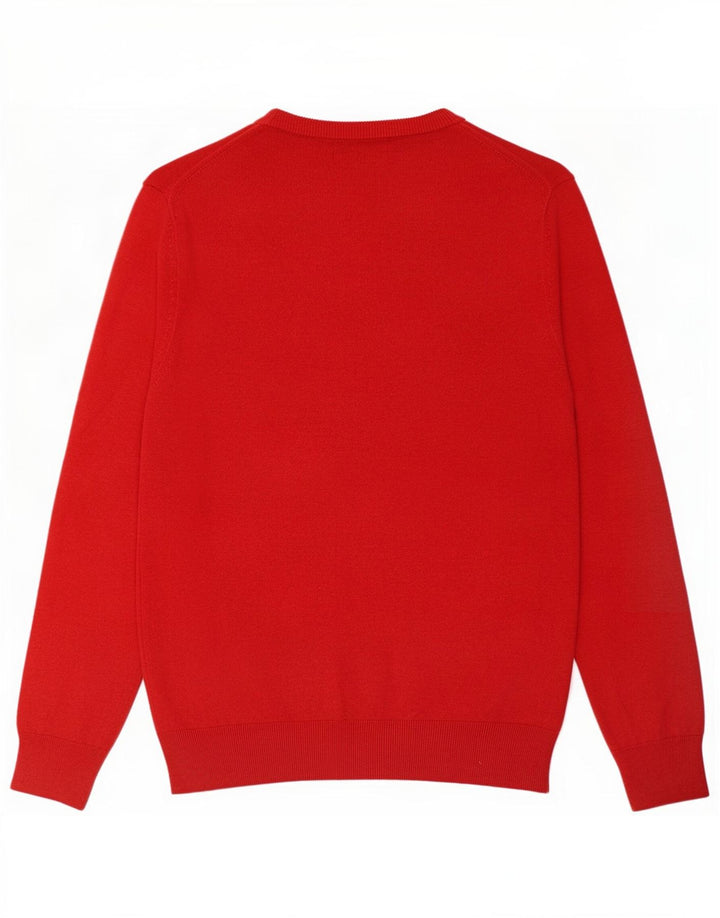 Maglione da uomo con scollo a V Marks & Spencer grande in cotone rosso