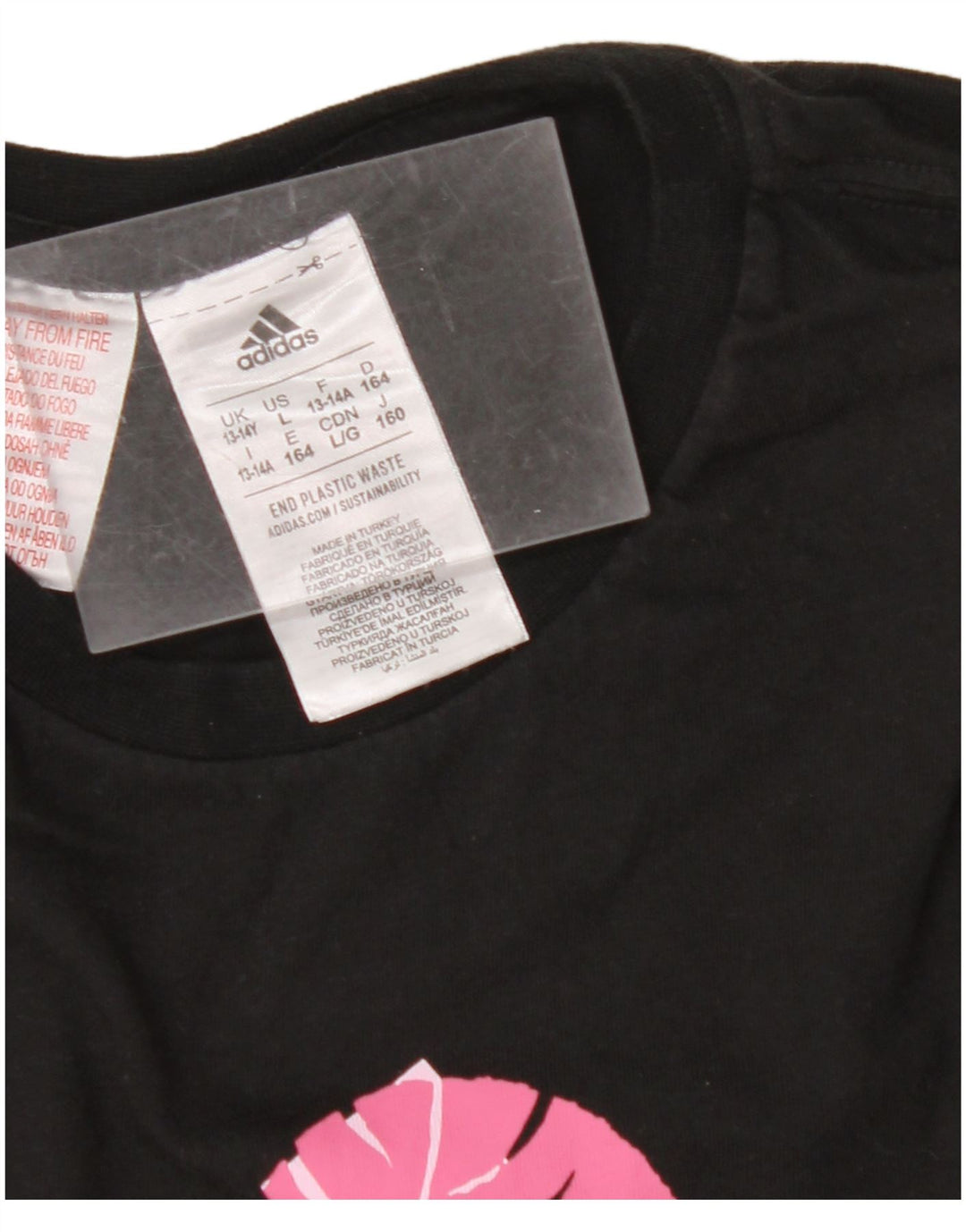 T-shirt grafica ADIDAS per bambina 13-14 anni in cotone nero