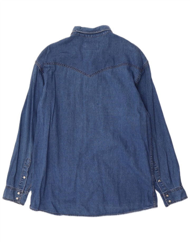 Camicia di jeans western da uomo Wrangler XL in cotone blu
