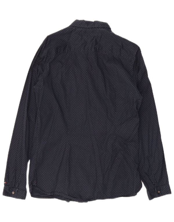 Camicia aderente da donna Tommy Hilfiger UK 8 Small Cotone maculato blu navy