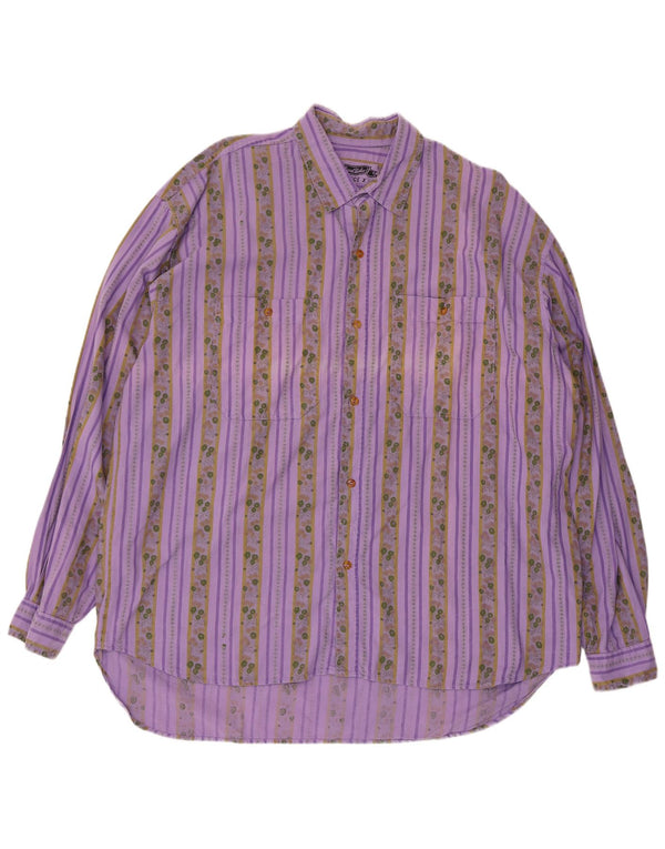 Camicia vintage da uomo vestibilità regolare XL in cotone a righe viola
