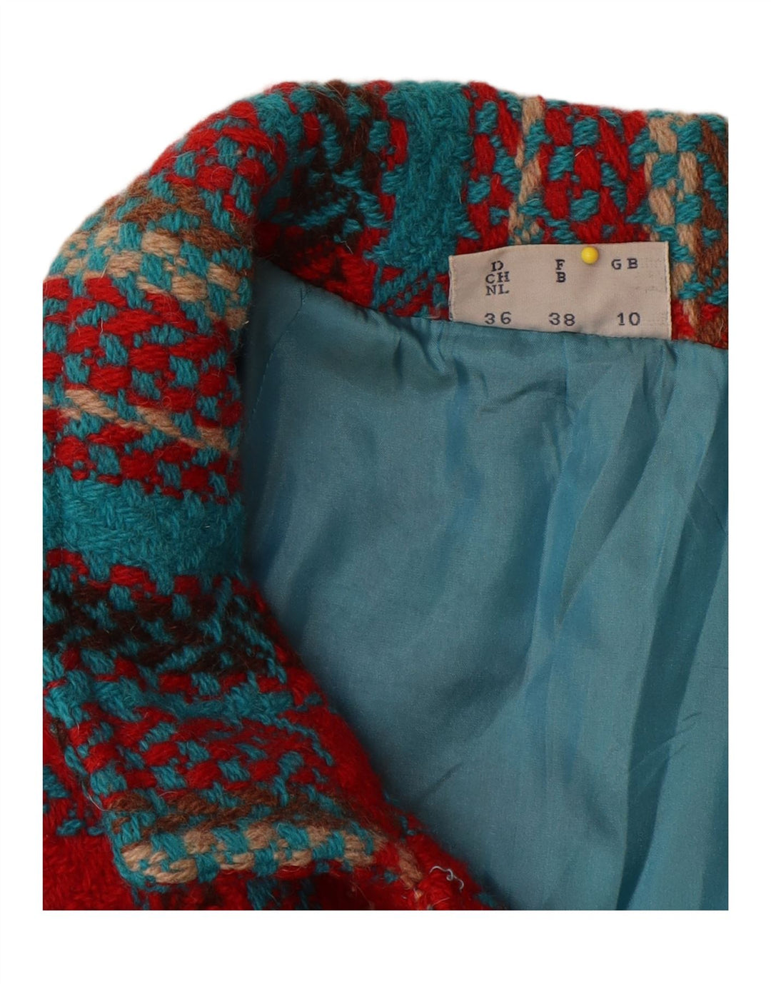 i Blues Cappotto doppiopetto oversize da donna UK 10 Piccolo lana a quadri rossi