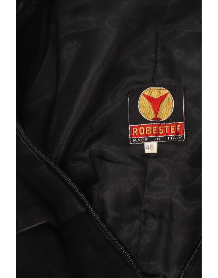 Giubbotto bomber militare vintage in pelle scamosciata da uomo IT 46 piccolo nero