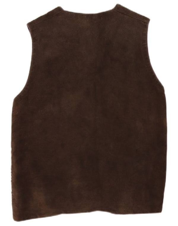 Maglione cardigan senza maniche vintage da uomo piccolo a righe marroni