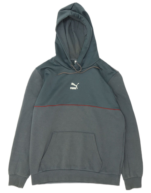Felpa con cappuccio da uomo Puma in cotone blu medio