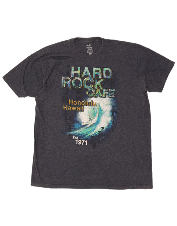 T-shirt grafica da uomo Honolulu Hard Rock Cafe Top XL in cotone blu navy