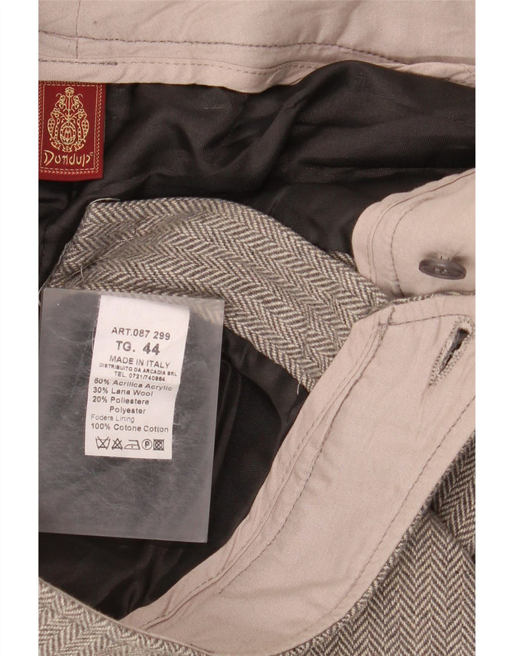 Dondup Pantaloni Casual Bootcut da Donna IT 44 Medio W34 L32 Grigio a Spina di Pesce
